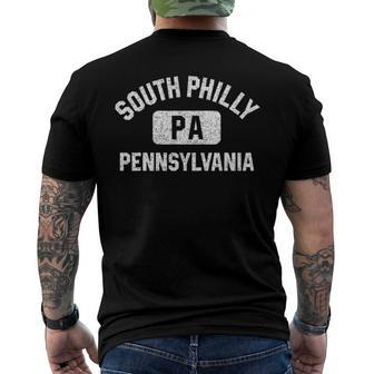 South Philly Philadelphia Pa Gym Style Distress White Print Men's Back Print T-shirt | Mazezy