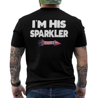 Womens Im His Sparkler Fireworks Couple Matching 4Th Of July Men's Back Print T-shirt | Mazezy AU