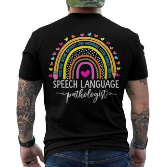Speech Language Pathologist Rainbow Speech Therapy Slp V2 Men's Back Print T-shirt | Mazezy