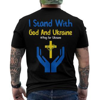 I Stand With God And Ukraine Christian Cross Faith Christ Men's T-shirt Back Print - Seseable