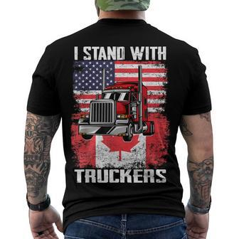 I Stand With Truckers - Truck Driver Freedom Convoy Support Men's T-shirt Back Print - Seseable