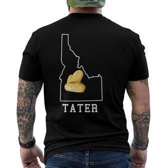 State Of Idaho Map Idahoan Potato Tater Idaho Men's Back Print T-shirt | Mazezy