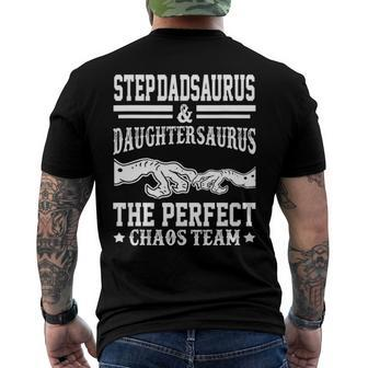 Mens Step Dadsaurus And Daughtersaurus Fathers Day Men's Back Print T-shirt | Mazezy