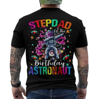 Stepdad Of The Birthday Astronaut Boy Space Theme Kids Men's T-shirt Back Print - Seseable