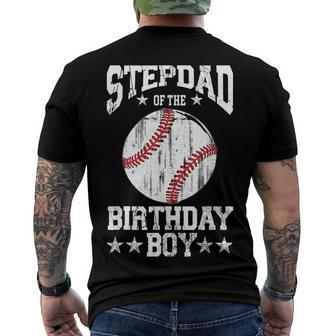 Stepdad Of The Birthday Boy Baseball Lover Vintage Retro Men's T-shirt Back Print - Seseable