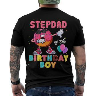 Stepdad Of The Birthday Boy Donut Dab Birthday Men's T-shirt Back Print - Seseable