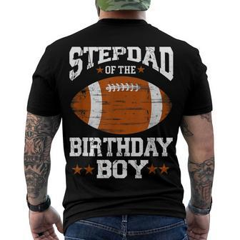 Stepdad Of The Birthday Boy Football Lover Vintage Retro Men's T-shirt Back Print - Seseable