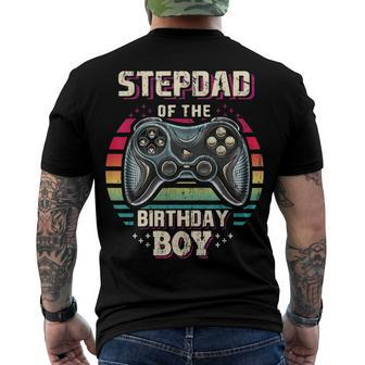 Mens Stepdad Of The Birthday Boy Matching Family Video Game Party Men's T-shirt Back Print - Seseable