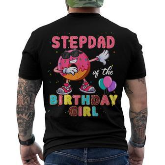 Stepdad Of The Birthday Girl Donut Dab Birthday Men's T-shirt Back Print - Seseable