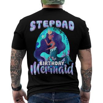 Stepdad Of The Birthday Mermaid Matching Family Party Men's T-shirt Back Print - Seseable