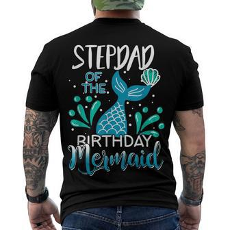 Stepdad Of The Birthday Mermaid Matching Family Men's T-shirt Back Print - Seseable