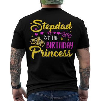 Stepdad Of The Birthday Princess Girl Matching Bday Men's T-shirt Back Print - Seseable