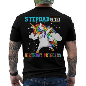 Stepdad Of The Birthday Princess Unicorn Girl Men's T-shirt Back Print - Seseable