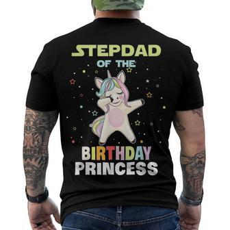 Stepdad Of The Birthday Unicorn Princess Men's T-shirt Back Print - Seseable