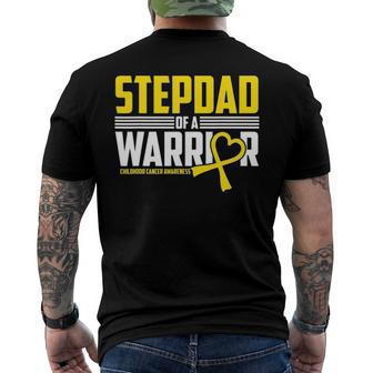 Mens Stepdad Childhood Cancer Awareness Survivor Ribbon Warrior Men's Back Print T-shirt | Mazezy DE