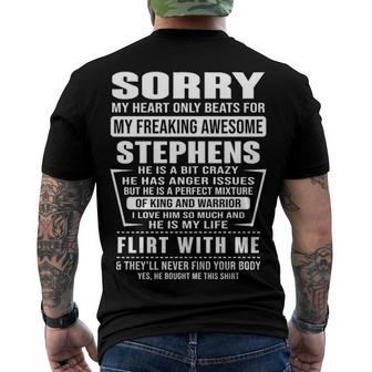 Stephens Name Sorry My Heart Only Beats For Stephens Men's T-Shirt Back Print - Seseable