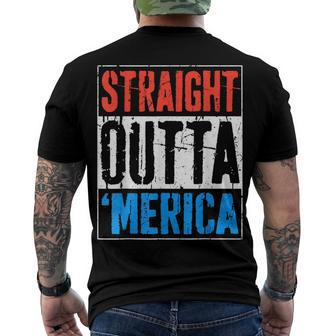Straight Outta Merica 4Th Of July Men's T-shirt Back Print - Seseable