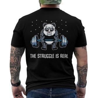 The Struggle Is Real Fitness Panda Gymer Men's Back Print T-shirt | Mazezy