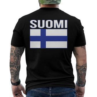 Suomi Flag Flag Of Finland Finnish Flag Men's Back Print T-shirt | Mazezy