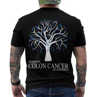 Support Colon Cancer Awareness Ribbon Tree Men's Crewneck Short Sleeve Back Print T-shirt - Monsterry CA