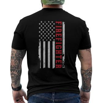 Thin Red Line Usa Flag Firefighter For 4Th Of July Men's Back Print T-shirt | Mazezy
