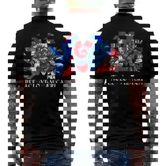 Tie Dye 4Th Of July Peace Love America Sunflower Patriotic Men's T-shirt Back Print - Seseable