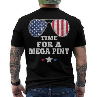 Time For A Mega Pint 4Th Of July Patriotic Sunglasses Men's T-shirt Back Print - Seseable