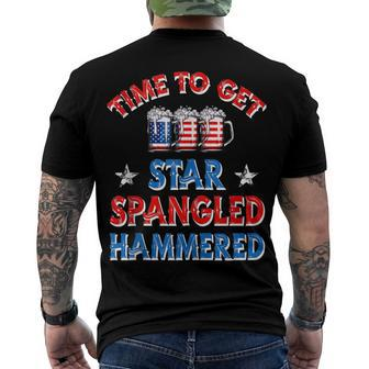 Time To Get Star Spangled Hammered 4Th Of July Beer Western Men's T-shirt Back Print - Seseable