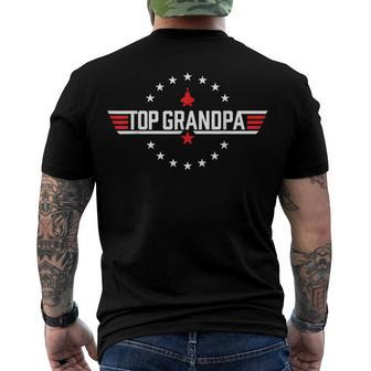 Top Grandpa Birthday Gun Jet Fathers Day 80S Dad Men's T-shirt Back Print - Seseable