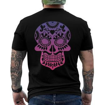 Traditional Day Of The Dead Mexico Calavera Sugar Skull Men's Back Print T-shirt | Mazezy
