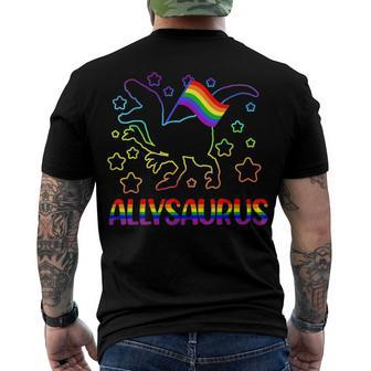 Trans Ally Allysaurus Gay Pride Lgbtq Trans Flag Dinosaur V3 Men's T-shirt Back Print - Seseable