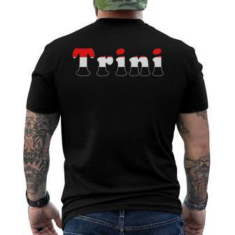 Trinidad And Tobago With Red White And Black Trini Men's Back Print T-shirt | Mazezy