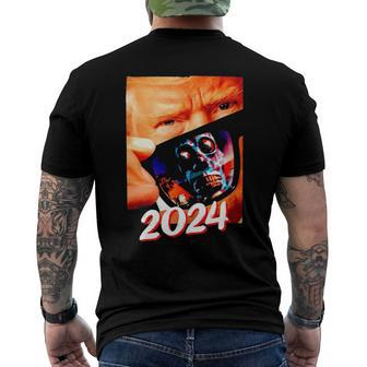 Trump 2024 They Live Donald Trump Supporter Men's Crewneck Short Sleeve Back Print T-shirt | Mazezy