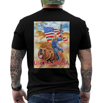 Trump Ultra Maga The Great Maga King Trump Riding Bear Men's Back Print T-shirt | Mazezy