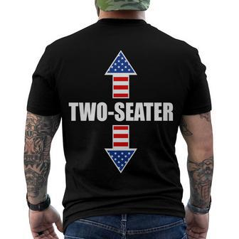 Two-Seater USA Flag Arrows Funny Men's Crewneck Short Sleeve Back Print T-shirt - Monsterry