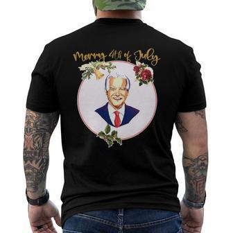 Ugly Christmas Vintage Joe Biden Merry 4Th Of July Men's Back Print T-shirt | Mazezy