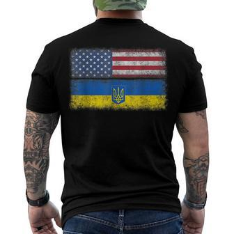 Ukrainian American Flag Ukraine Usa America Roots Men's T-shirt Back Print - Seseable