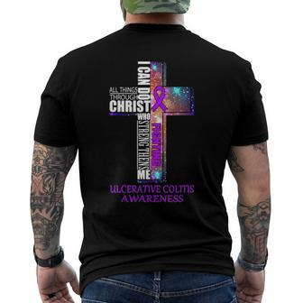 Ulcerative Colitis Awareness Christian Men's Back Print T-shirt | Mazezy