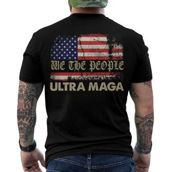 Ultra Maga Funny Biden Us Flag Pro Trump Men's Crewneck Short Sleeve Back Print T-shirt - Monsterry