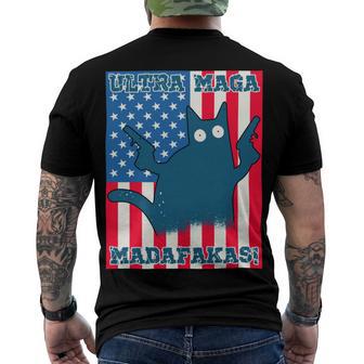 Ultra Maga Madafakas Cat American Flag Men's Crewneck Short Sleeve Back Print T-shirt | Favorety UK