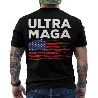 Ultra Maga Proud American Distressed Flag Patriotic Men's Crewneck Short Sleeve Back Print T-shirt | Favorety CA