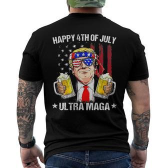 Ultra Maga Proud Pro Trump Happy 4Th Of July American Flag Men's Back Print T-shirt | Mazezy