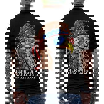 Ultra Maga Trump Sunglasses Eagle Head Usa Flag Bandana Men's Crewneck Short Sleeve Back Print T-shirt - Monsterry