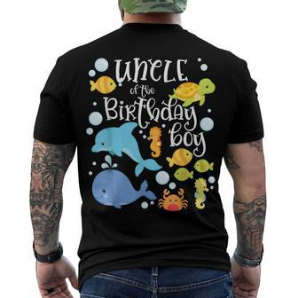 Uncle Of The Birthday Boy Sea Fish Aquarium Matching Family Men's T-shirt Back Print - Seseable