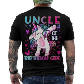 Uncle Of The Birthday Girl Dabbing Unicorn Uncle Men's T-shirt Back Print - Seseable