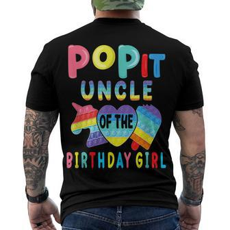 Uncle Of The Birthday Girl Pop It Unicorn Birthday Kids Men's T-shirt Back Print - Seseable