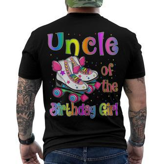Uncle Birthday Girl Rolling Skate Birthday Family Party Men's T-shirt Back Print - Seseable