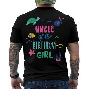Uncle Of The Birthday Girl Under Sea Theme Matching Family Men's T-shirt Back Print - Seseable