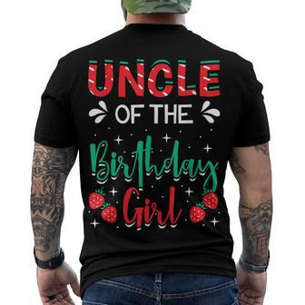 Uncle Of The Birthday Girl Strawberry Themed B-Day Party Men's T-shirt Back Print - Seseable