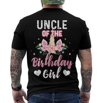 Uncle Of The Birthday Girl Unicorn Family Matching Men's T-shirt Back Print - Seseable